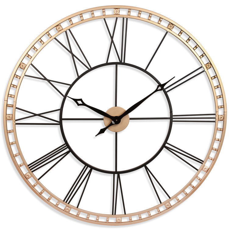 Horloge Murale Industrielle à Engrenages ImprovingLife - 61cm - Bois Noir Et Bronze - Mouvement Vintage